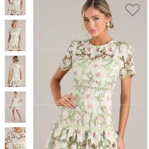 Light green Sophistication embroidered spring minidress, semi formal, worn once